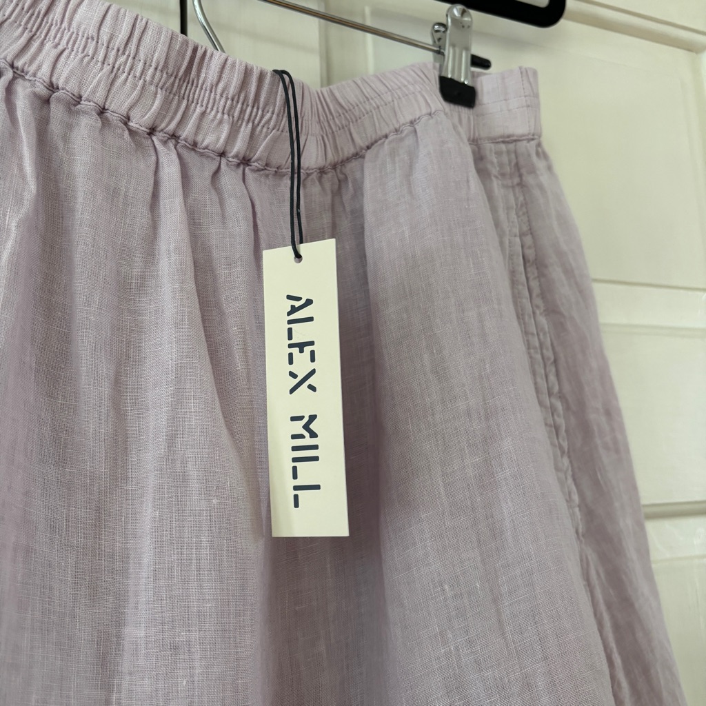 New Alex Mill Maddie Skirt 100% Linen Midi Skirt Thistle Purple Size Large Pull — image 7 of 8